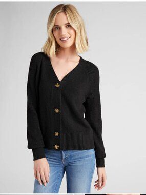 Black Women's V-Neck Cardigan